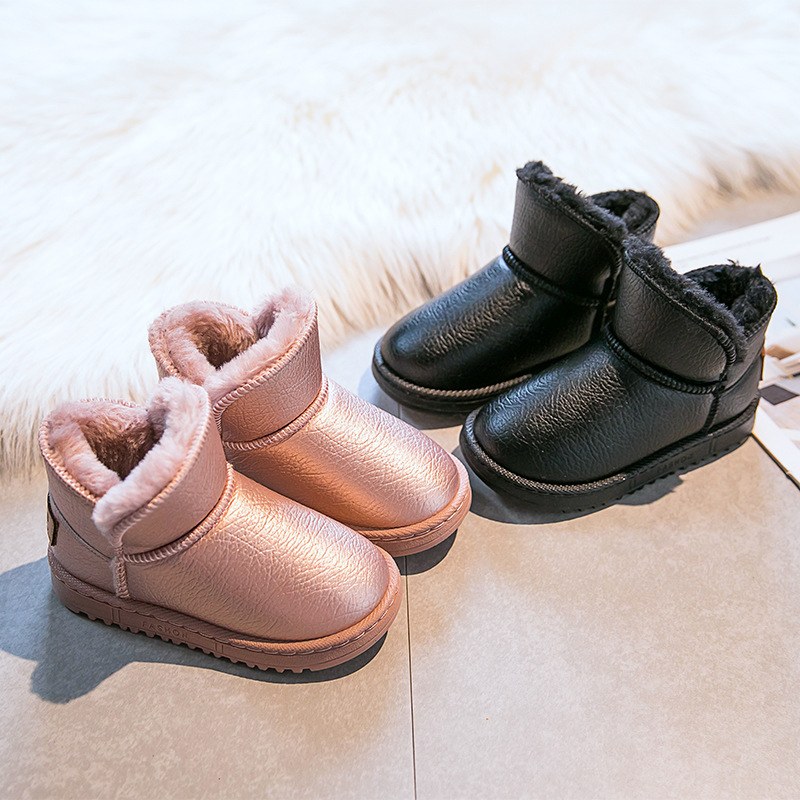 Winter Boy Short Boots Cotton Shoes Plus Velvet Thickened Baby Fur