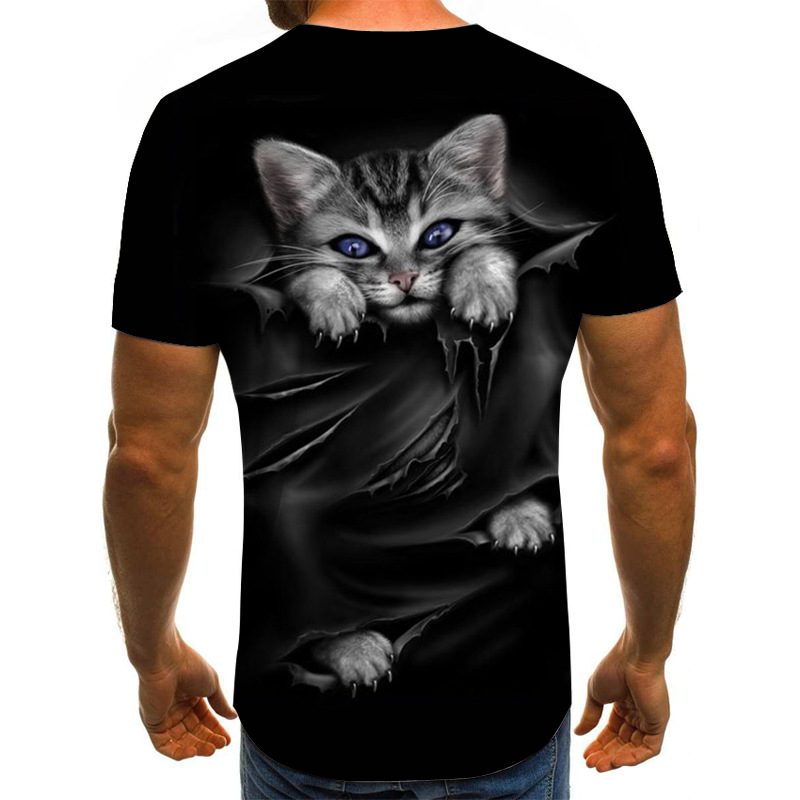 Title 4, Heren T-shirt met 3D digitale print van een kat...