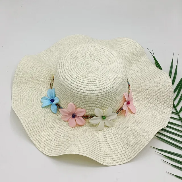 Ladies Outdoor Sun Hat Straw Hat Seaside Sun Protection White - Shop at LoveMi