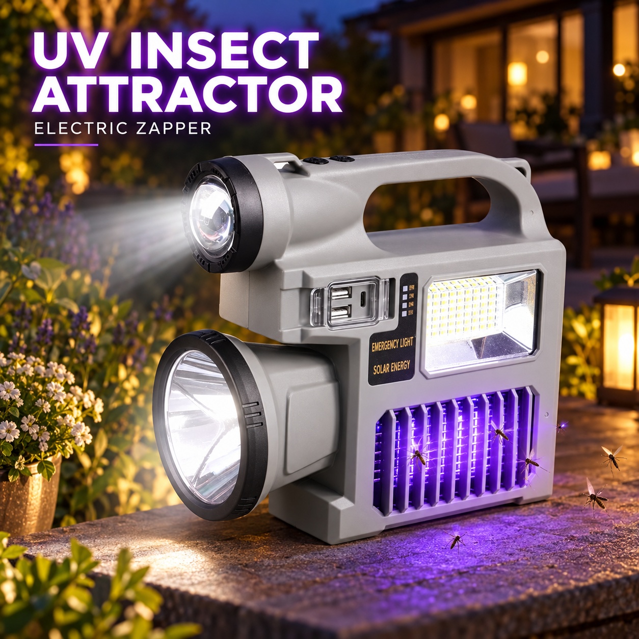 W5158 1 OEM Factory Supply Solar Powered COB LED Electric Mosquito Killer 6000mAh Battery 10
