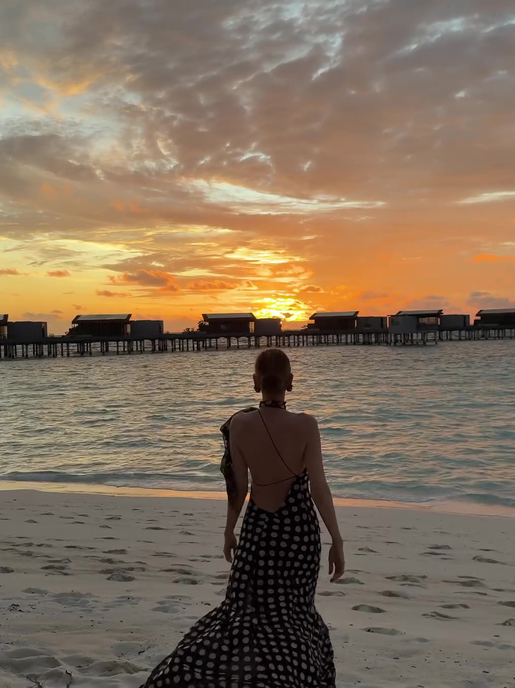 Polka Dot Backless Slit Maxi Dress