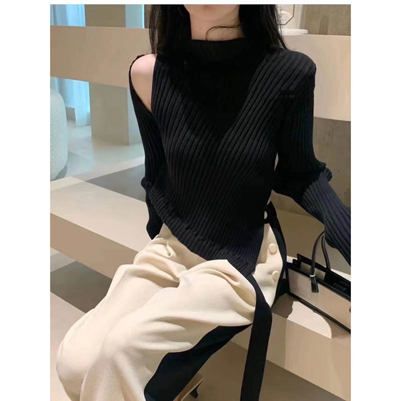 Title 2, Lazy Style Off-shoulder Sweater Niche Long-slee...