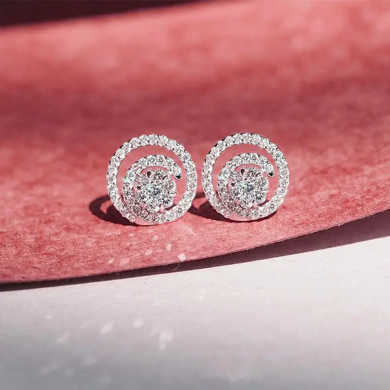 Hollow Small Disc Zircon Earrings Female Personality
