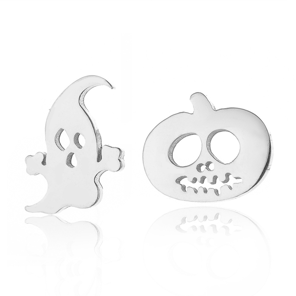 Cute Ghost Pumpkin Ghost Head Simple Temperament Asymmetric Earrings