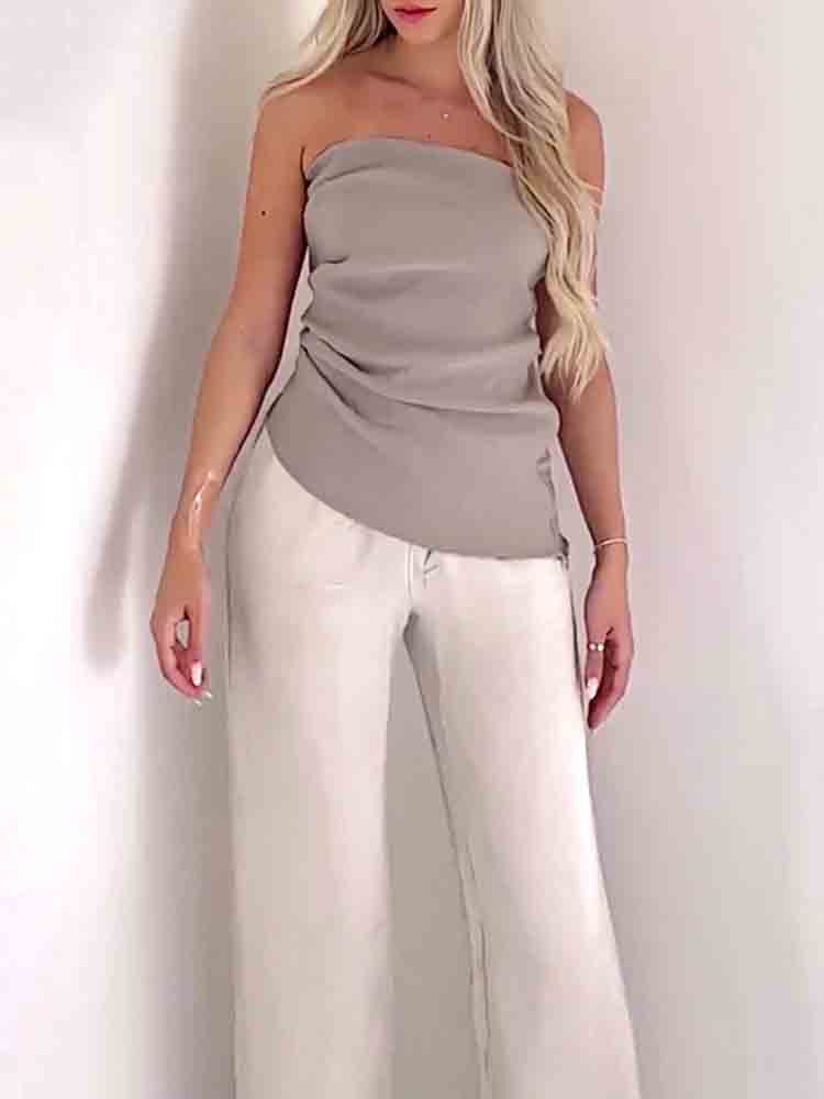 Pleated Casual Bra Vest Top For Women