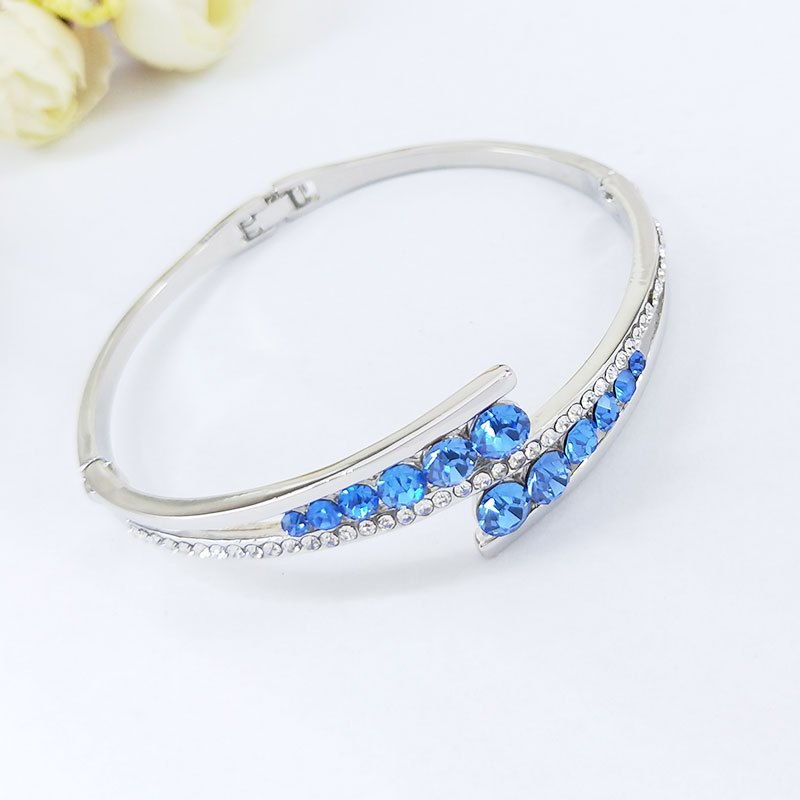 Emosa Jewelry Foreign Trade Amazon Adopts Austrian Imported Crystal Blue Round Bracelet