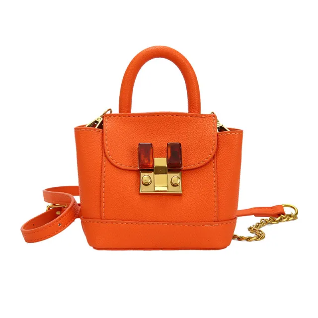 Mini Bag Female Fashion High end Sense Single Shoulder Messenger Portable Bucket Bag Orange - Shop at LoveMi