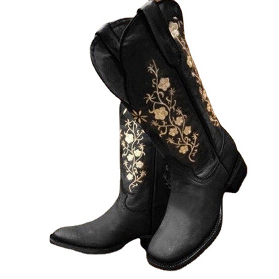 Title 3, Round Toe Retro Embroidered Knight Boots