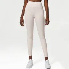 Non-marking Nude Anti-curling Sports Yoga Cropped Pants - White - View 1