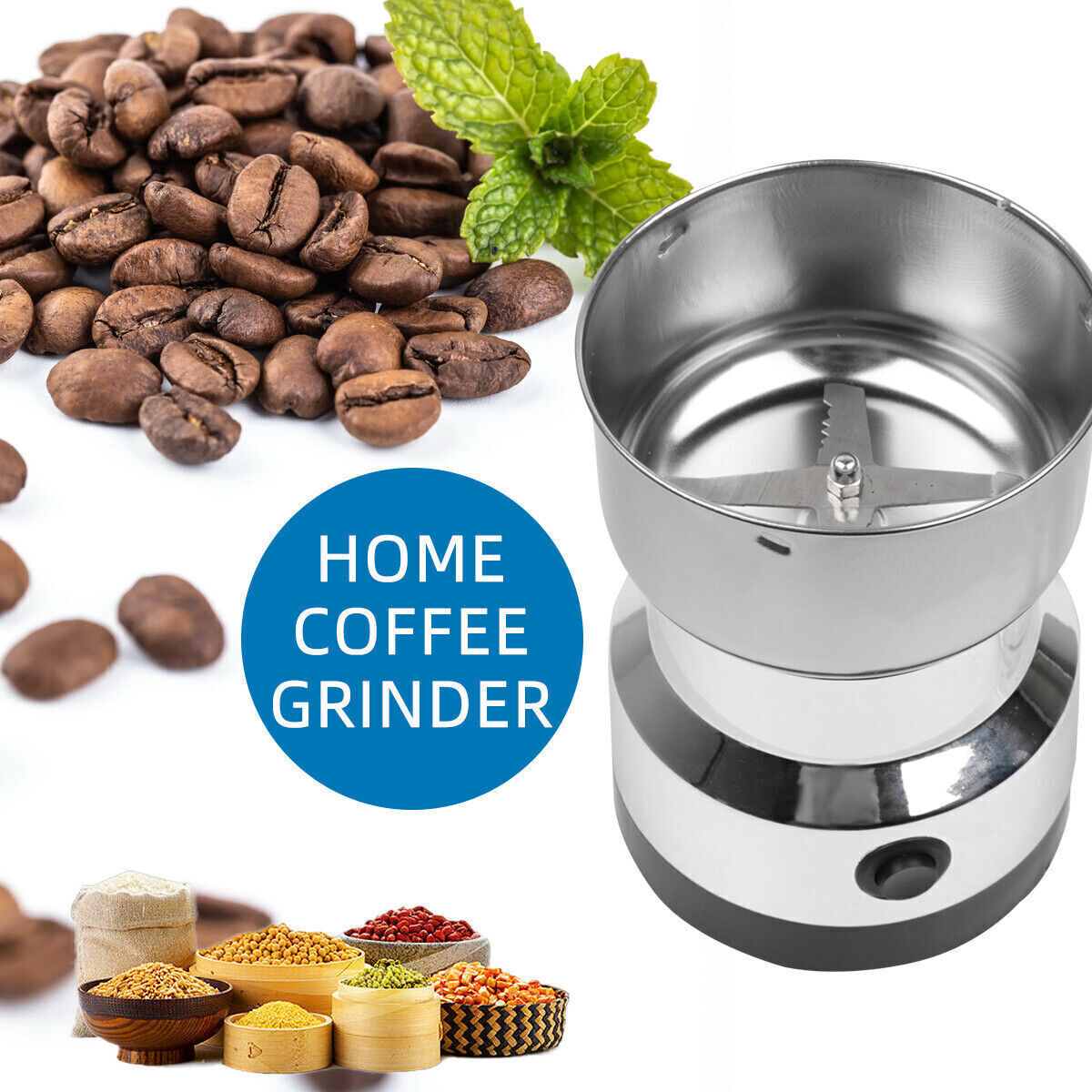Electric Coffee Grinder Grinding Milling Nut Bean Spice Matte Blade Blender UK