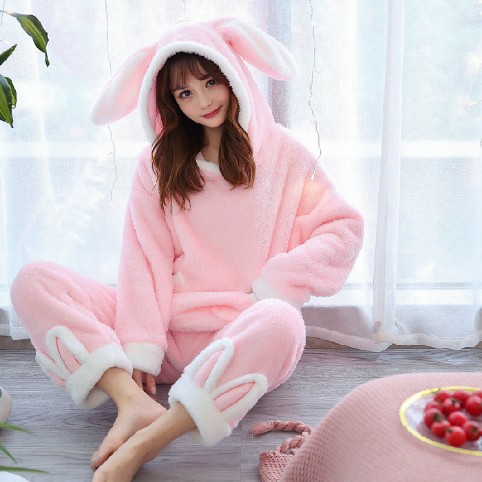 Title 10, Ladies cartoon plush warm pajamas