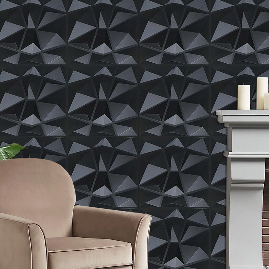 12Pcs Modern Decorative Wall Panel 3D Effect Decor PVC Panels Cladding UK