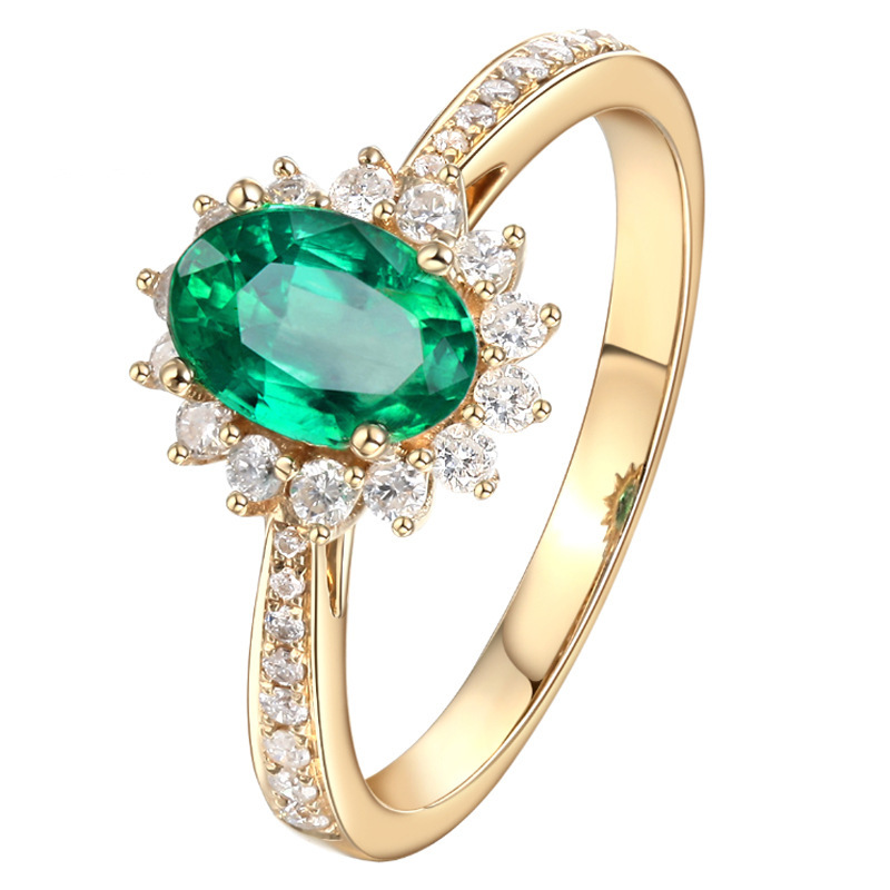 Title 2, Fashionable 18K Gold-plated Emerald Ring For Women