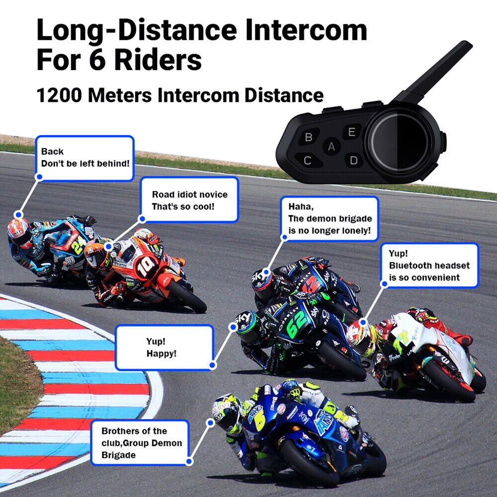 6Riders Intercom Communication Motorcycle Bluetooth Helmet Headset Interphone 7