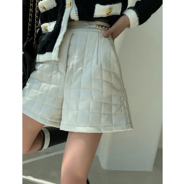 Women's Autumn And Winter Casual Fashionable Loose Leather Shorts White - Shop at LoveMi