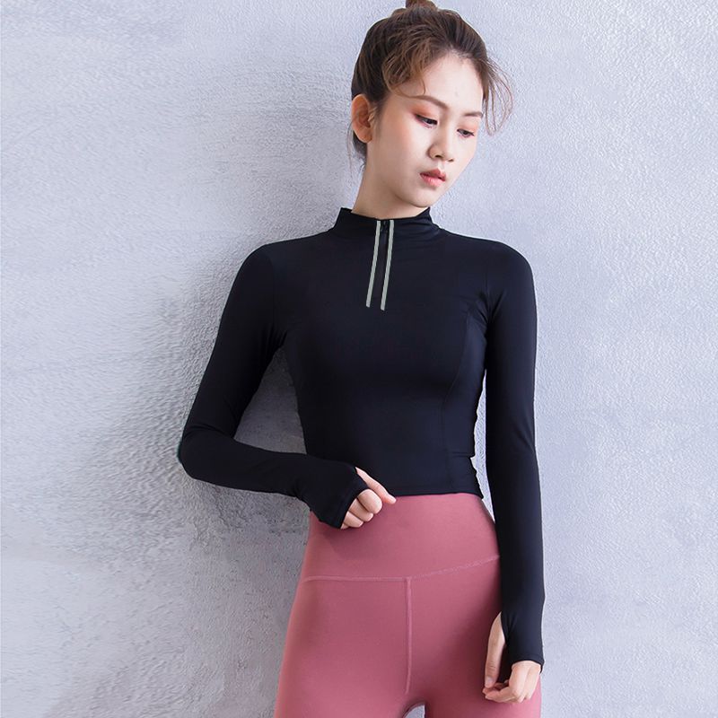 Zip Cropped Long Sleeve Black