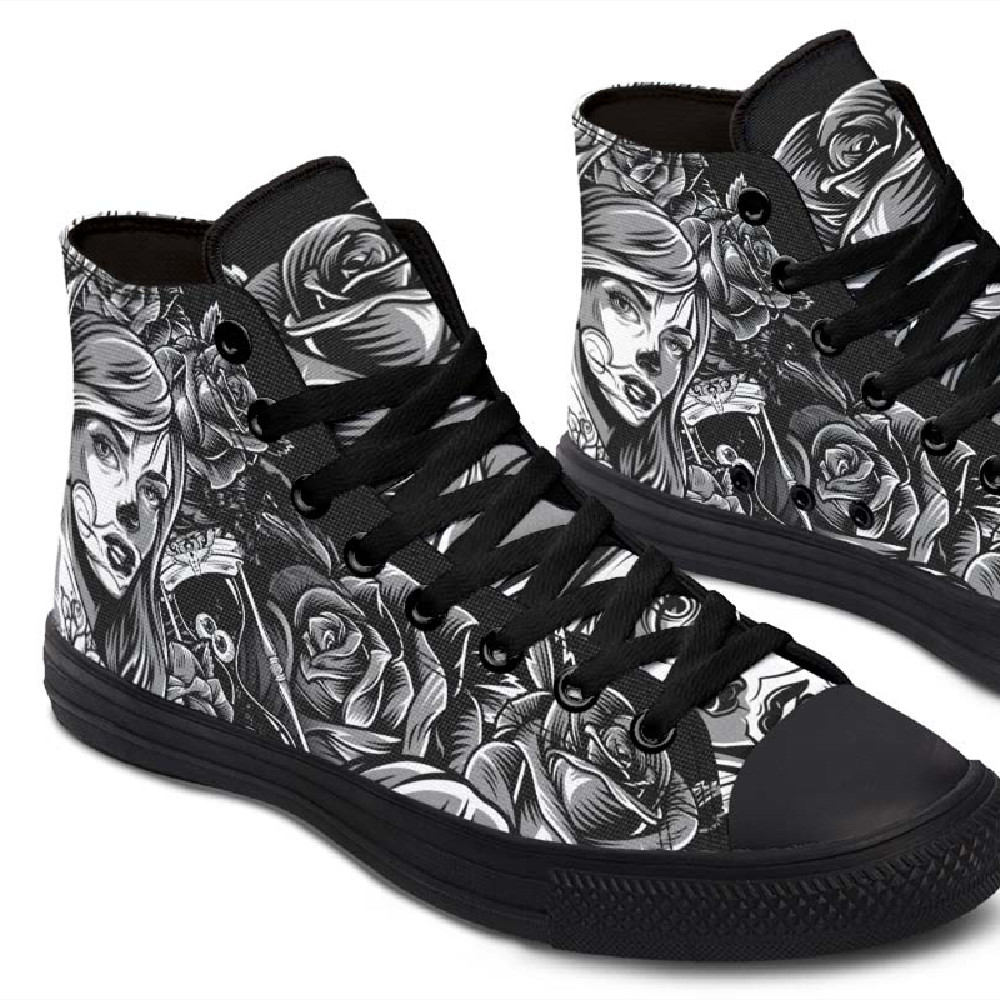 Printed Couple High-top Canvas Shoes