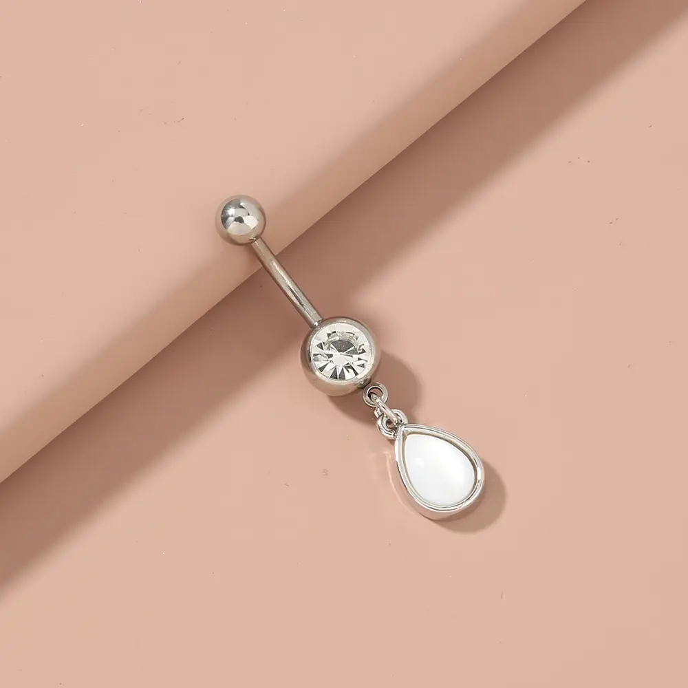 European and American foreign trade hot-selling jewelry stainless steel natural color belly button nail water drop natural shell piercing jewelry