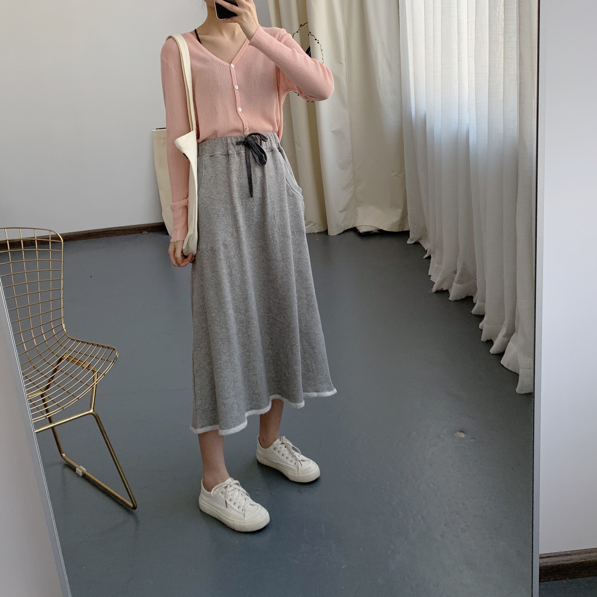 Title 6, Elastic Drawstring Two-pocket Terry Knit Skirt ...