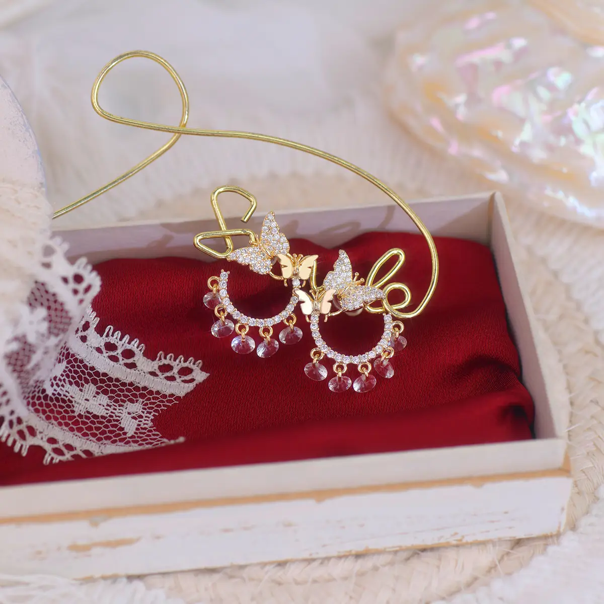Luxury Butterfly Tassel Zircon Earrings For Women