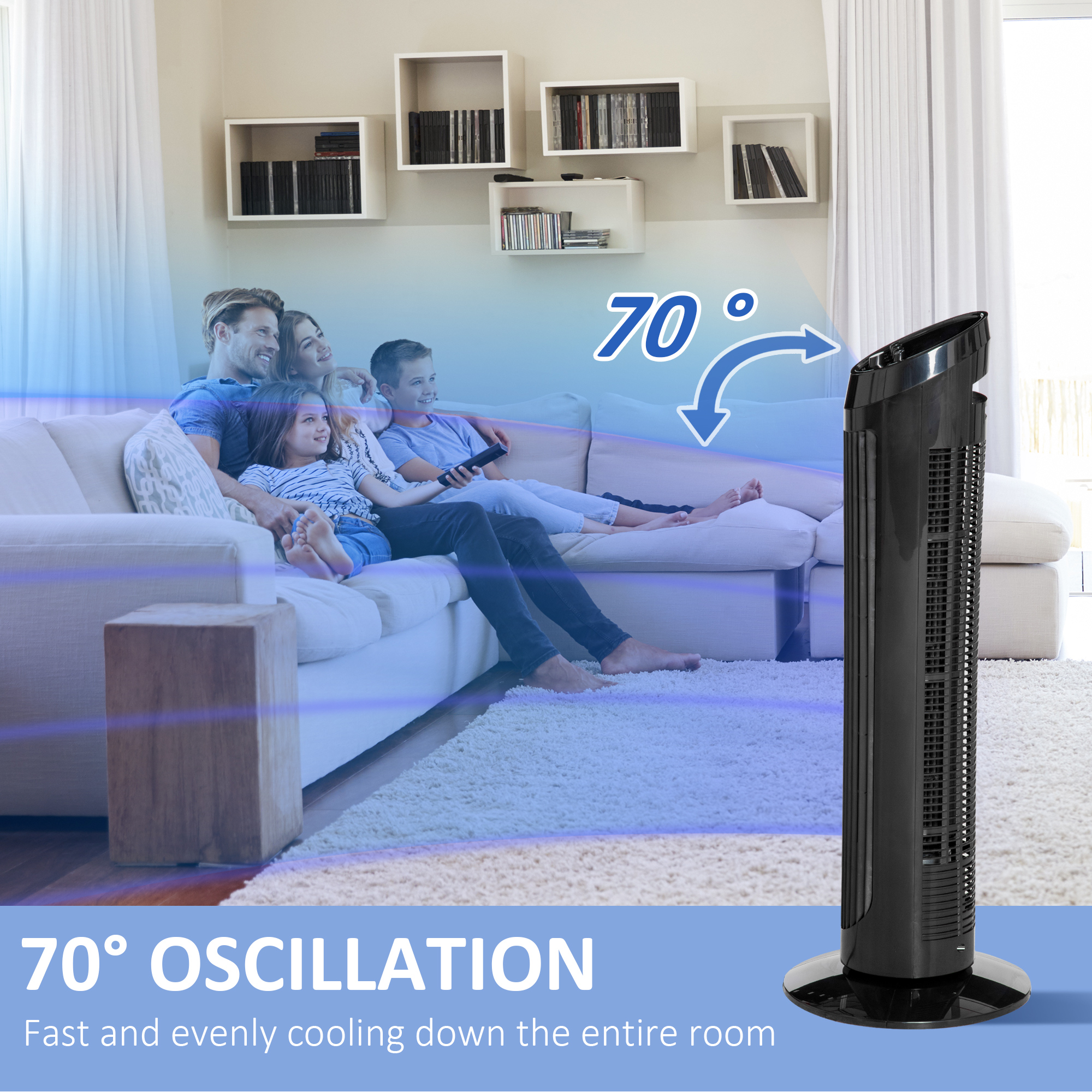 Tower Fan For Bedroom Cooling, 30 Inch Electric 70 Oscillating Fan With 3 Speed Settings, Standing Floor Fan For Home Office Indoor, Black This Product Is Prohibited From Sale On Amazon.