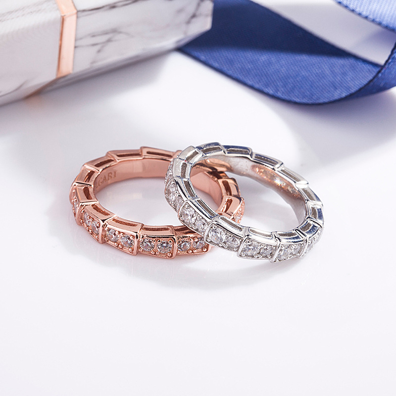 Temperament Full Diamond S925 Sterling Silver Snake Ring