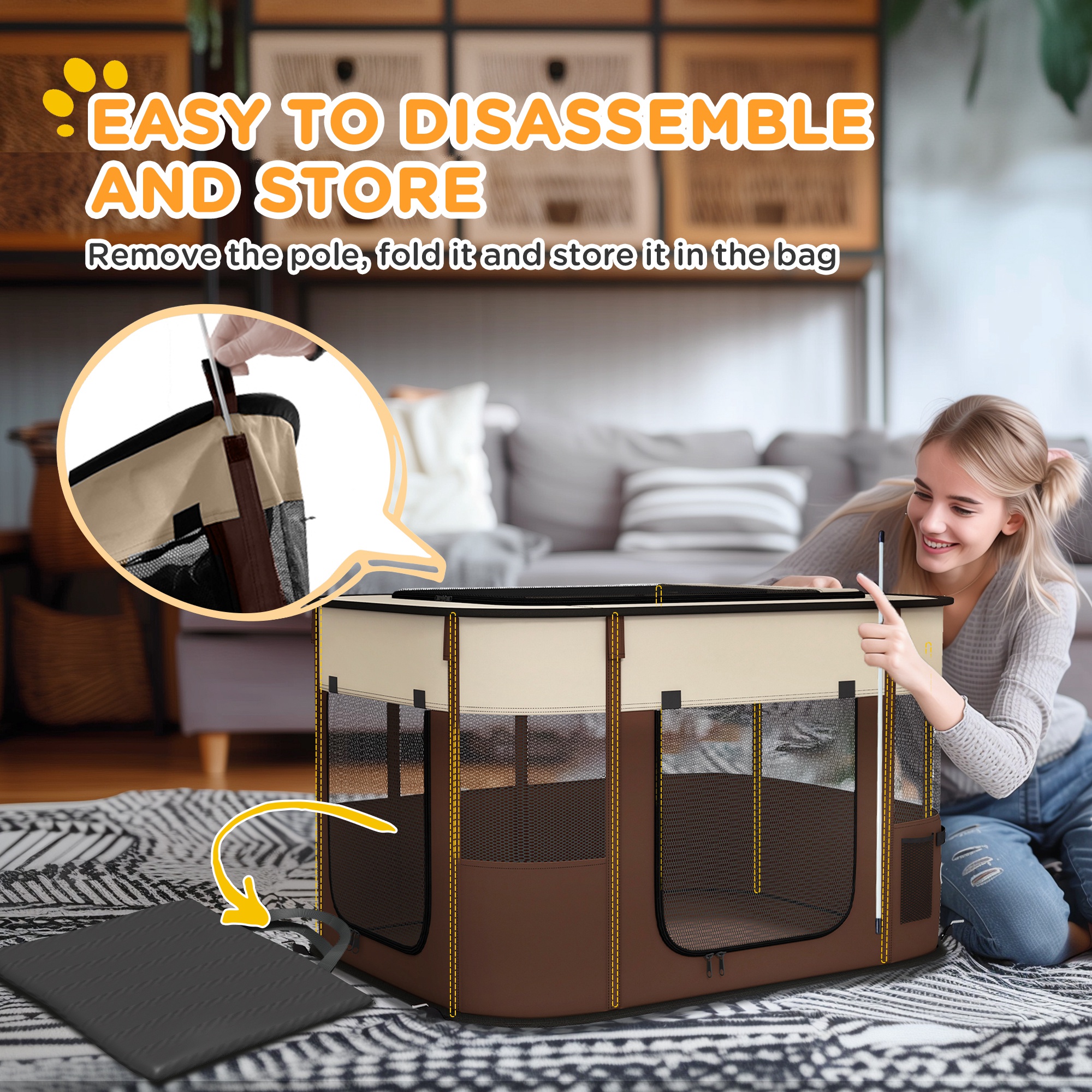 Foldable Dog Fence With Storage Bag, Suitable For Indoor And Outdoor Use — image 8