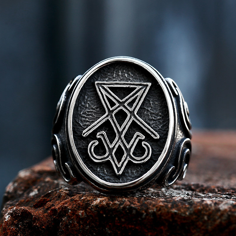 Stainless Steel Lucifer Satan Men's Ring