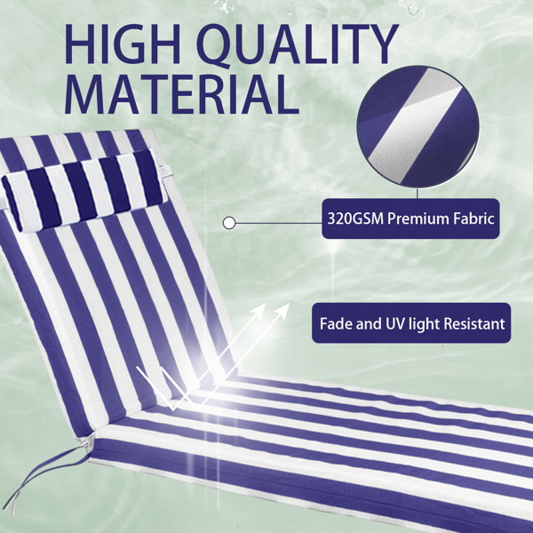 Outdoor Chaise Lounge Cushion, 72 In. X 21 In. X 3 In. Waterproof Fade-Resistant Patio Chair Pad For Pool Beach — foto 4