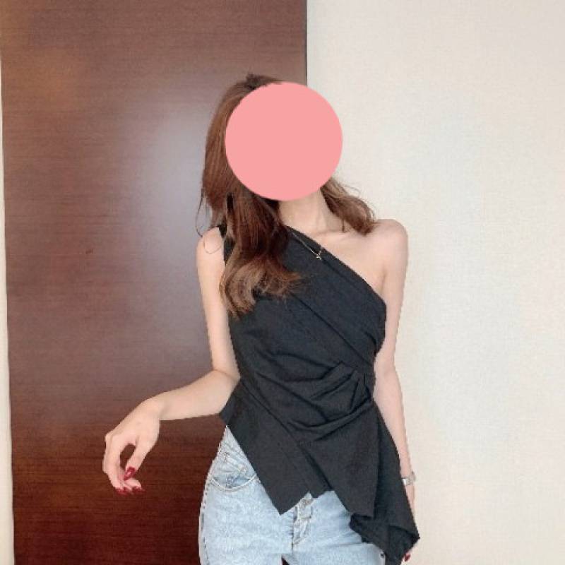 Backless Irregular Shirt Slant Shoulder Waist