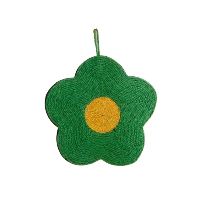Traceless Hook Cat Scratch Pad Natural Sisal Cat Scratcher Mat Set Flower Orange Shape Claw Grinder Rug Indoor Cats Scratching Green Flower - Shop at LoveMi