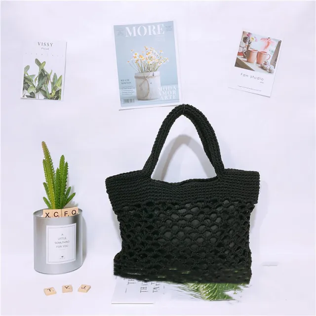 Hollow Net Bag Fishing Mesh Woven Bag Black - Shop at LoveMi