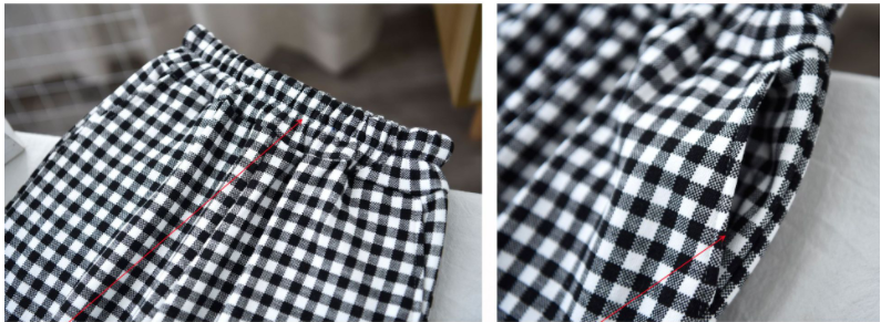 بدلة سترتر برقبة دائرية مع بنطال من القطن بنقشة مربعات