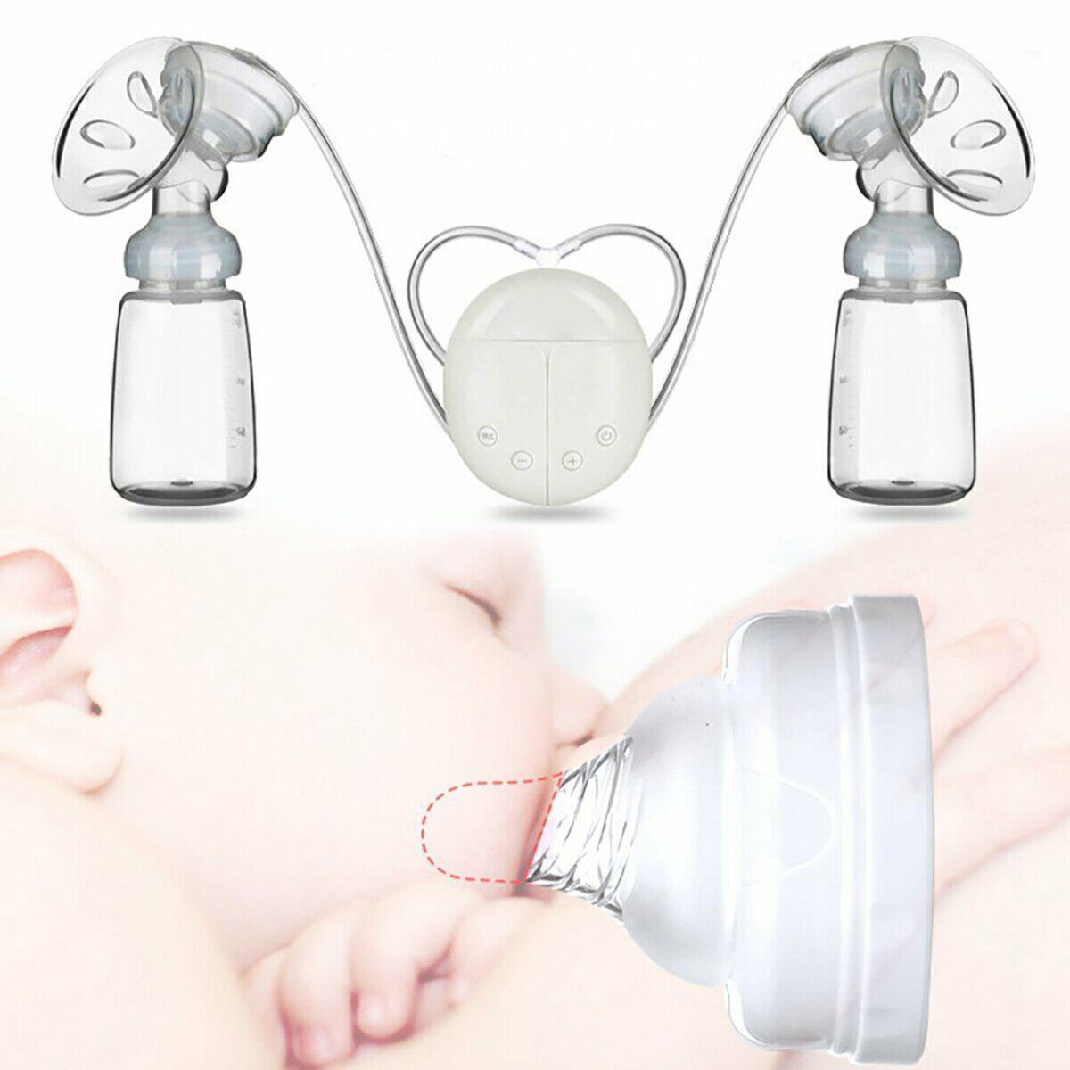 Electric Breast  Mute Automatic Dual Breastpump Baby Infant Feeding With USB 6