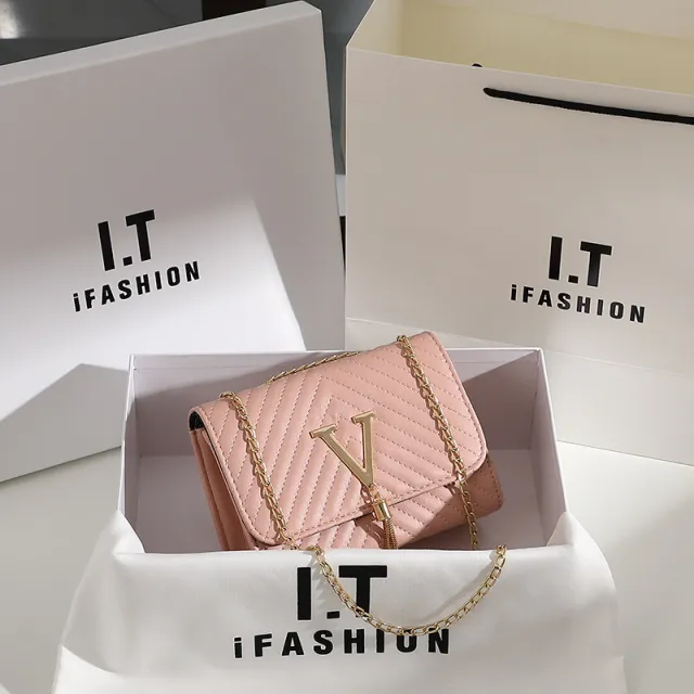 Fashion Chain Versatile One Shoulder Messenger Bag Pink - Shop at LoveMi