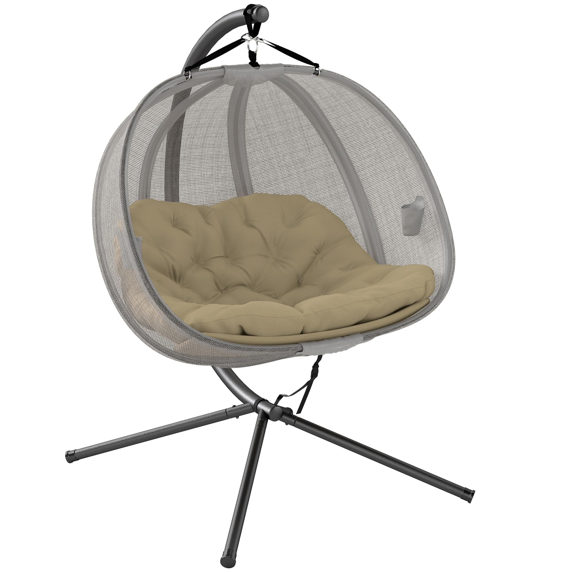 Chaise oeuf suspendue double olofable avec support – Image 3