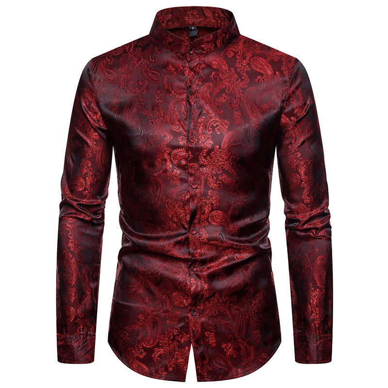 Men's New Cashew Flower High-end Lapel Long-sleeved Shirt