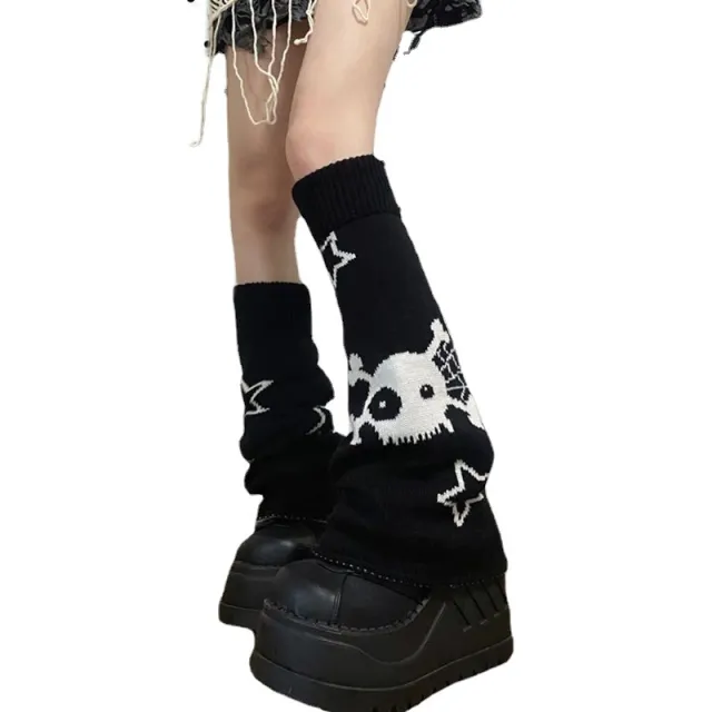 Japanese Spice Girl Star Skull Leg Cover Black Star Socks - Shop at LoveMi