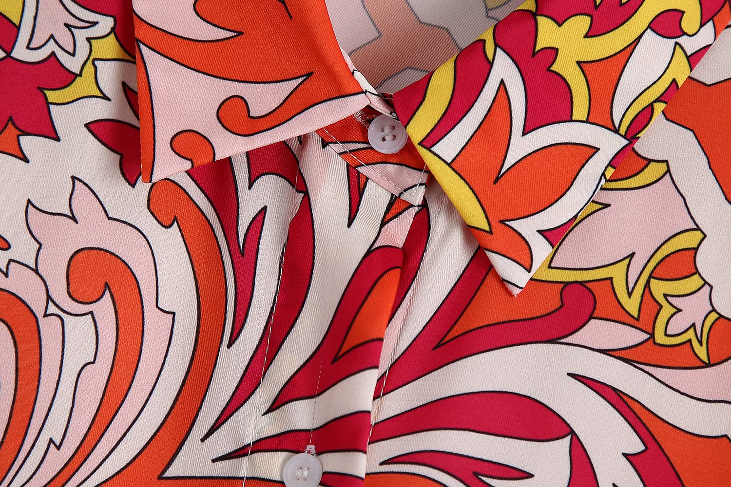 Lapel Long Sleeve Hem Knotted Shirt High Waist Print Short Style