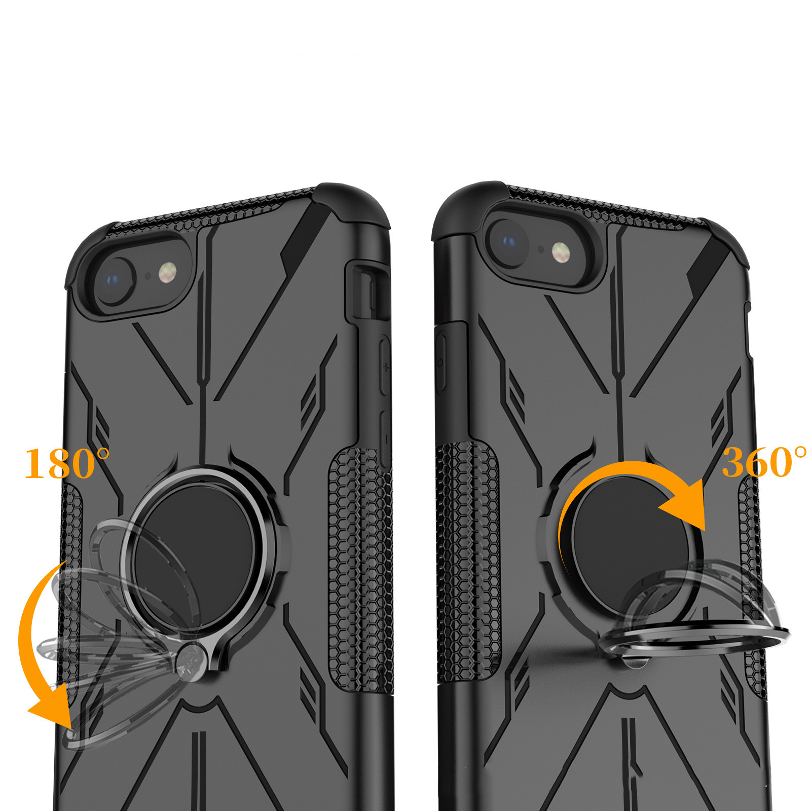 Coque de téléphone de protection avec anneau support – noire – iPhone 11 Pro Max