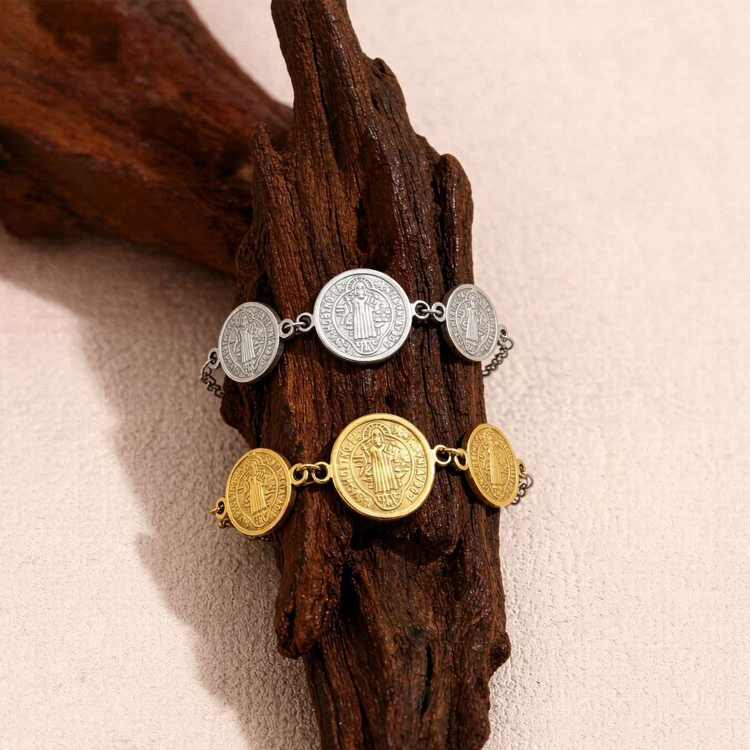 Stainless Steel Religious Series Beaded Pendant Bracelet