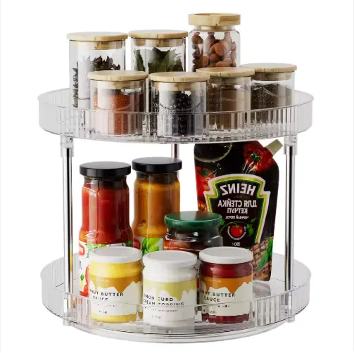 Double-layer Turntable Rotating Spice Rack Organization Spinning