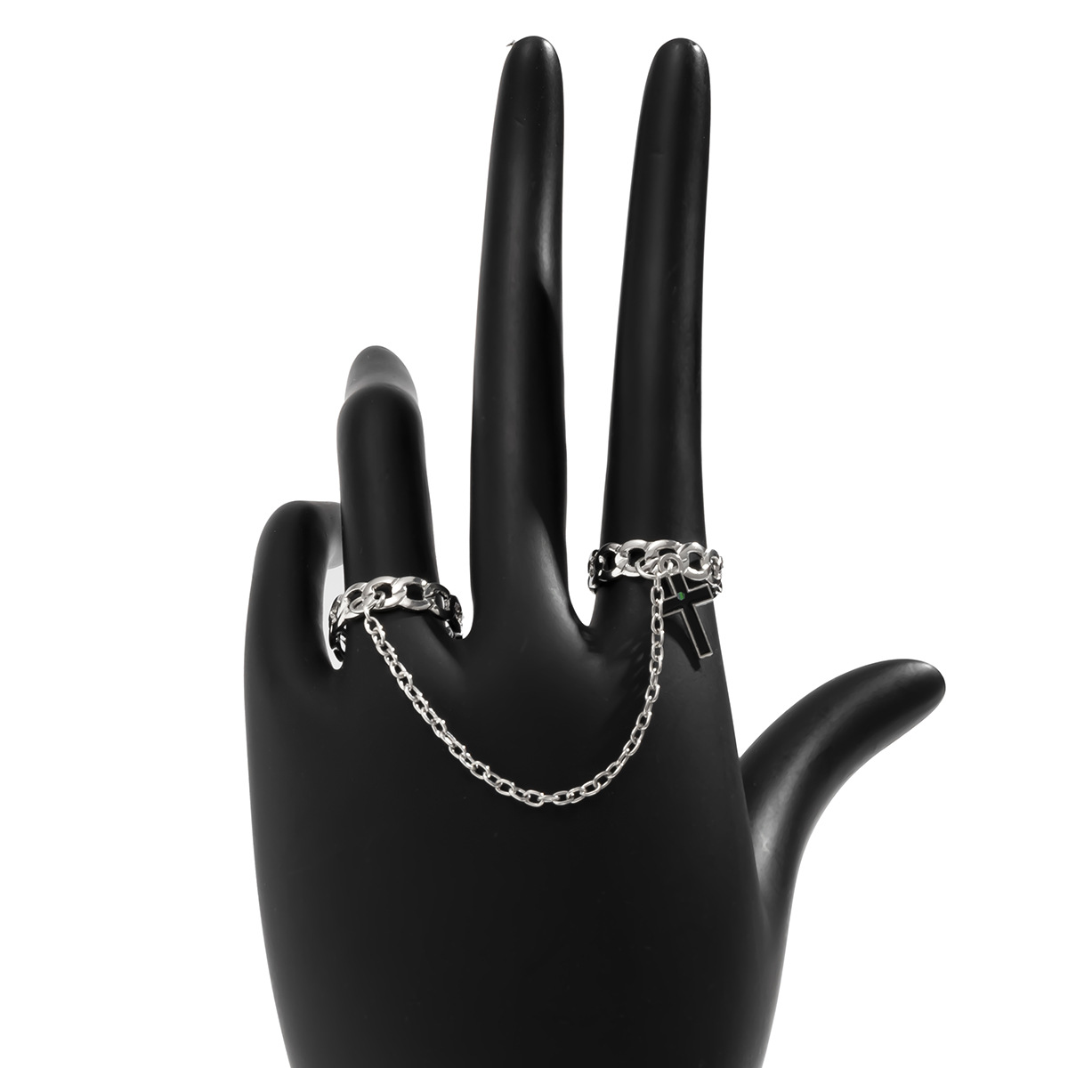 European And American Personality Exaggerated Cross Dripping Oil Even Finger Ring