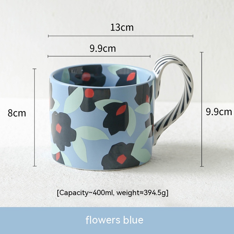 Title 9, Flower Large Capacity Ceramic Water Cup Mug