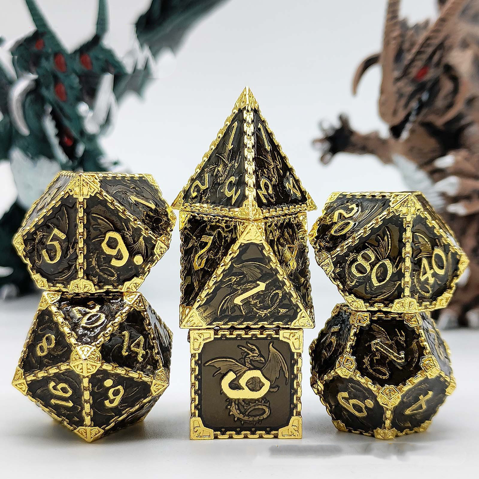 Metal Dice Set TRPG Multifaceted 7 Board Game (Colorful)