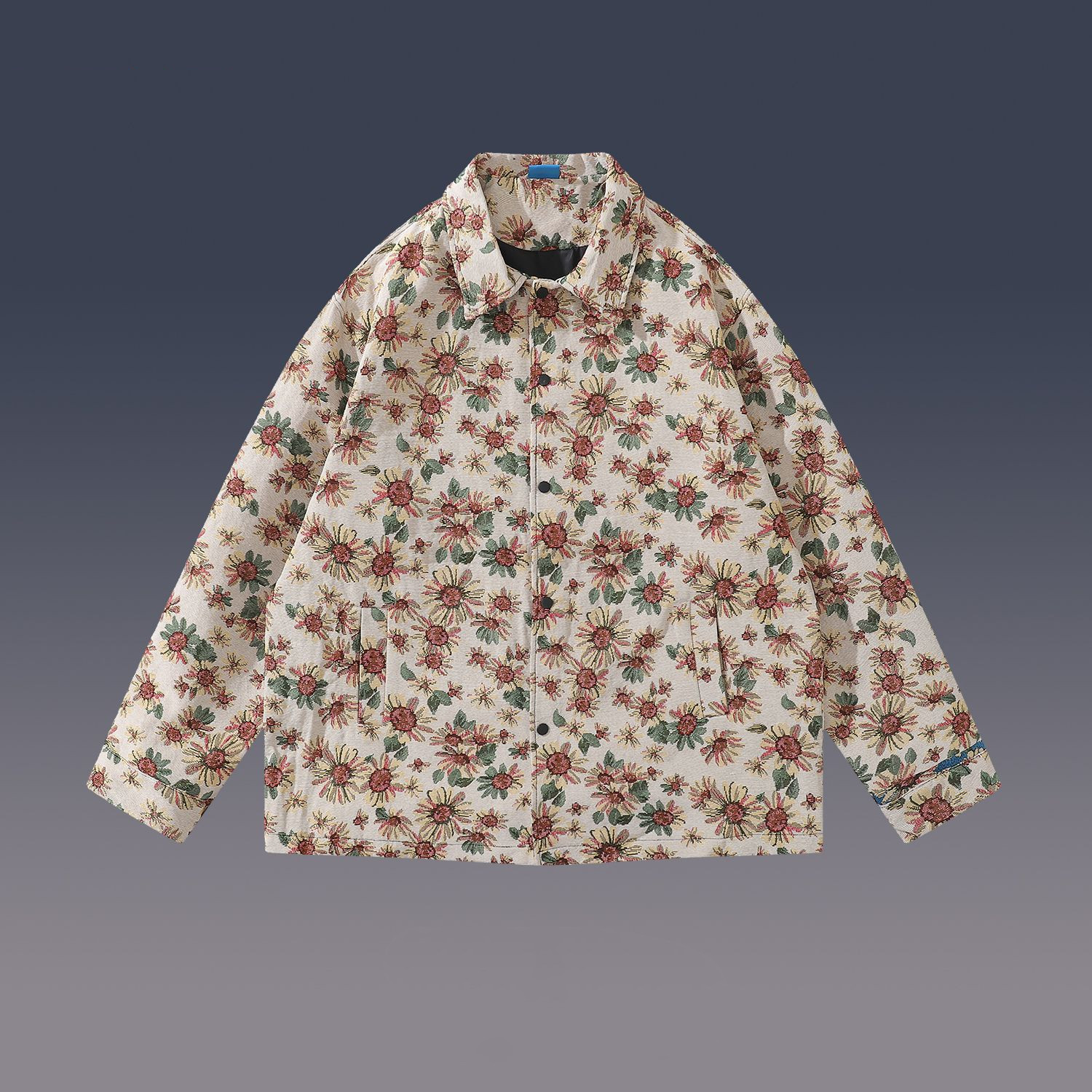 Men's Jacquard Embroidered Jacket Trench Coat