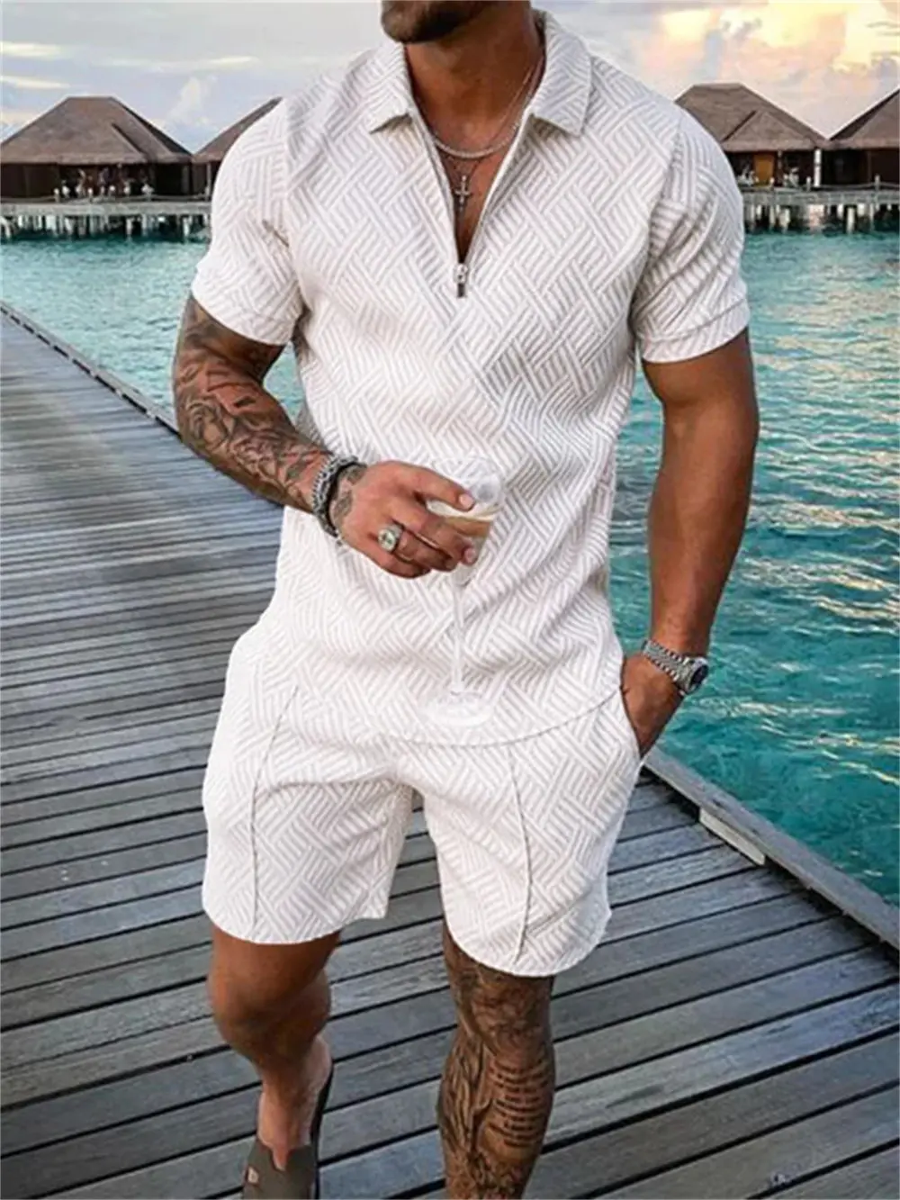 New Men's Summer Short Sleeve Shorts Casual