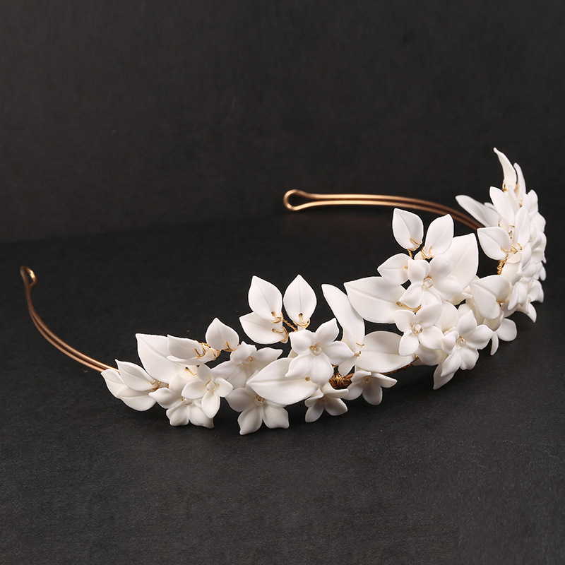 Title 4, White Leaf Ceramic Flower Hair Decoration