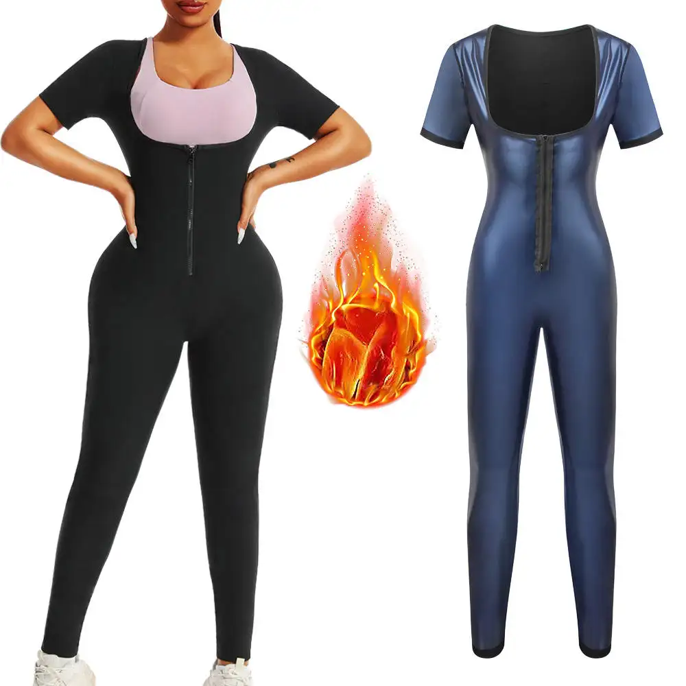 Women's Sauna Suit Short Sleeve Jumpsuit, Sweat