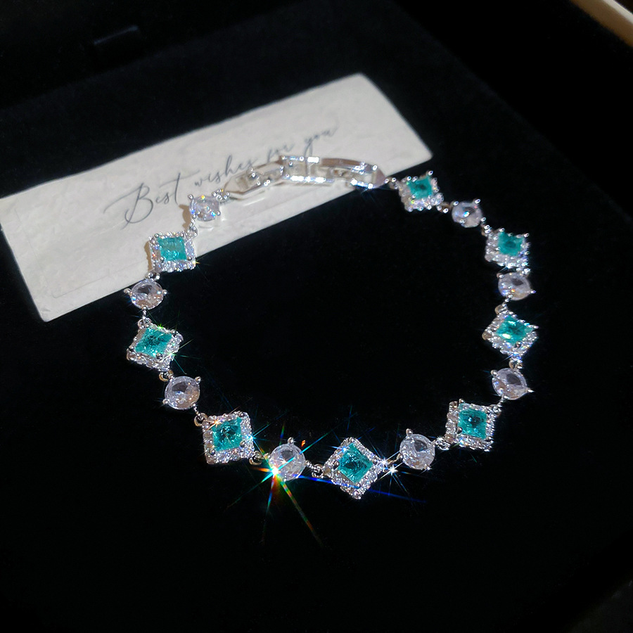 Geometric Square Zircon Bracelet Elegant Sparkling Women Is Everyday Jewelry from KSLY